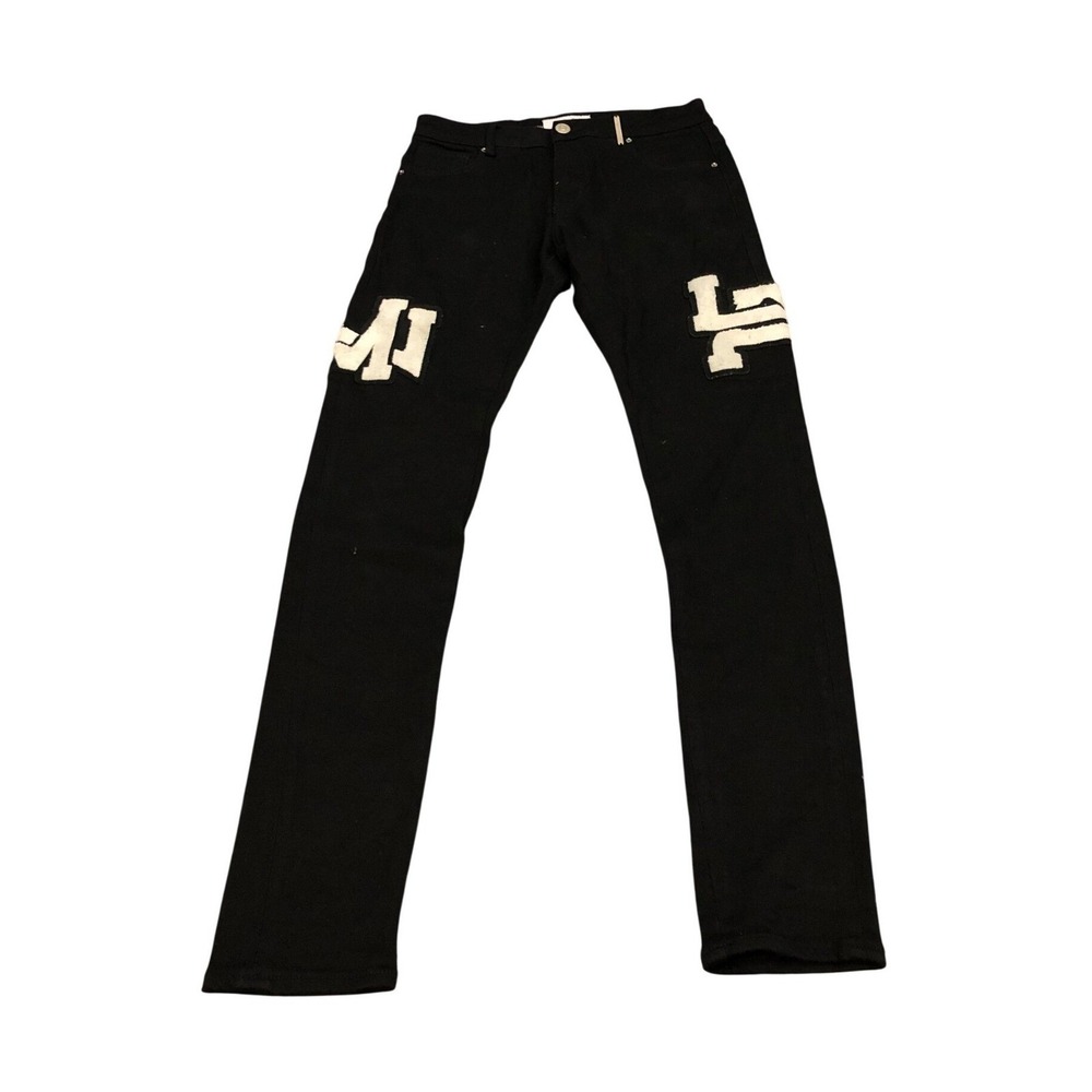 Lifted Anchors Jeans Mens 30 Black Nevermore High Patchwork Streetwear Slim